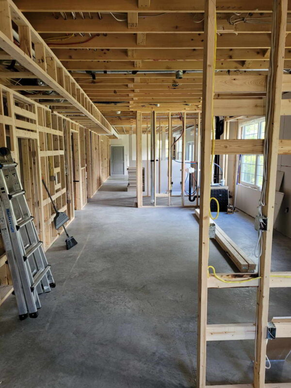 Framed basement under construction, unfinished in Halifax Nova Scotia