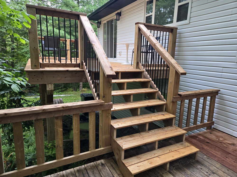 Wooden stairs leading to a deck in Waverly Nova Scotia 